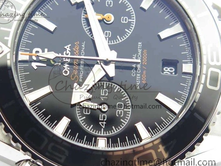 0511 Planet Ocean Master Chrono SS OM 1:1 Best Edition Black Dial On SS Bracelet A9900 V Fashionable 8113